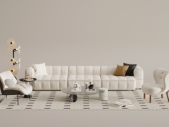 French cream style sofa combination 3d model