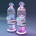 Vibrant Dual Gacha Amusement Machines With Transparent Cylinders Colorful Balls And Wheels
