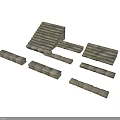 Natural Stone Scene Construction Components Including Steps And Long Blocks