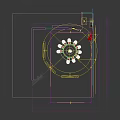 Modern Round Marble Dining Table with Beige Chairs Lazy Susan Golden Legs and Flower Arrangement
