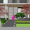 Residential Landscape With Lush Greenery Lawn Pavilion Pathways And Seating Areas