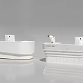 Modern White CANINE Reception Desk With Decorative Small Statues And Green Plants