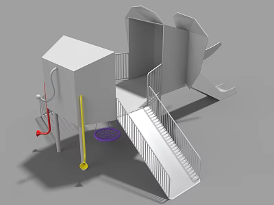 Children's Playground With Slide Stairs Climbing Elements And Modern Structure Design 3d model