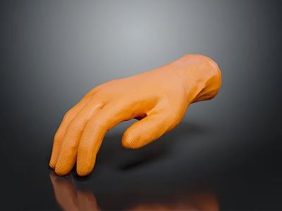 High Quality Orange Rubber Gloves with Comfortable Fit for Household Cleaning and Protection 3d model