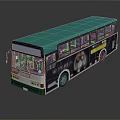 Modern City Bus With Green Roof Black Exterior And Advertising Images On Side