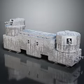 Gray Industrial Mechanical Structure Featuring Cylindrical Parts Wheeled Base And Concrete Texture