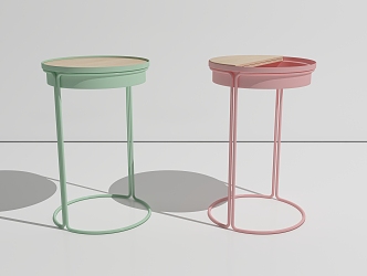 Nordic Round Table Iron Side Table 3d model