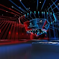 Tech Inspired Stage With Red Blue Lights And Lasers 3d model