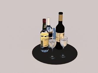 Kitchen Wine Glass Wine Bottle Decorative Ornaments 3d model