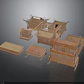 Traditional Chinese Architecture Wooden Model Components With Roof And Frame Structures