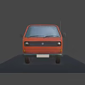 Vintage Orange Van Design With Roof Rack And Retro Window Decals