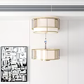 Elegant Double Layer Ceiling Light With Gold Frame And White Shade In Modern Interior 3d model