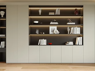 Modern Full Wall Bookcase Office Bookcase 3d model