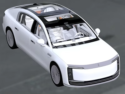 White Modern Electric Car With Panoramic Sunroof Spacious Interior And Front LED Design 3d model