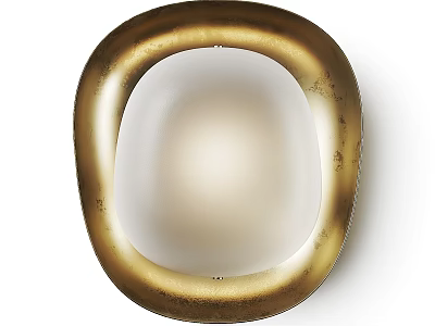 Modern Golden Metallic Wall Light With Textured Surface And White Inner Shade 3d model