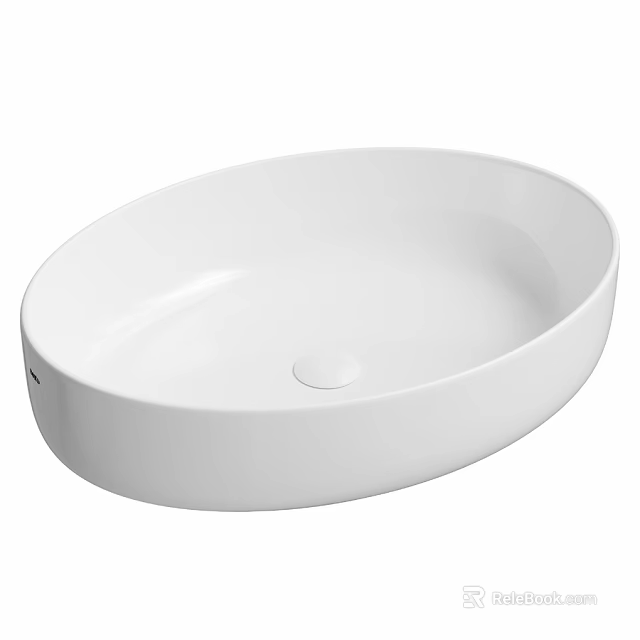 White Oval Shaped Modern Bathroom Sink With Sleek Surface Design 3d model 