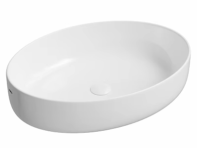 White Oval Shaped Modern Bathroom Sink With Sleek Surface Design 3d model