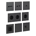 Modern Switch Panels Featuring Gray Gold Black Sockets And Round Knob Design