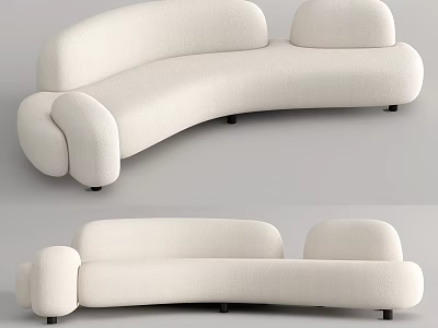 Modern White Curved Sectional Sofa With Comfortable Upholstery And Stylish Design 3d model