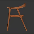 Sleek Wooden Chair With Curved Armrests And Natural Wood Grain Design