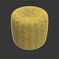Yellow Round Stool With Intricate Woven Texture And Smooth Surface Design