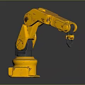 Yellow Industrial Robotic Arm Equipment With Worn Surface And Stable Base Structure 3d model
