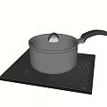 Black Kitchen Pot Placed On Modern Electric Hot Plate Appliance
