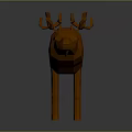 Orange Low Poly Reindeer Model In 3D Render With Gray Studio Background