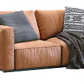 Brown Leather Two Seater Sofa With Modern Design And Comfortable Cushions 3d model