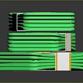 Stacked Green Paper Money Bundled With White And Yellow Strips 3d model