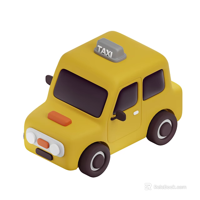 Yellow Taxi Car With Taxi Sign On Roof Black Windows And Orange Accent 3d model 