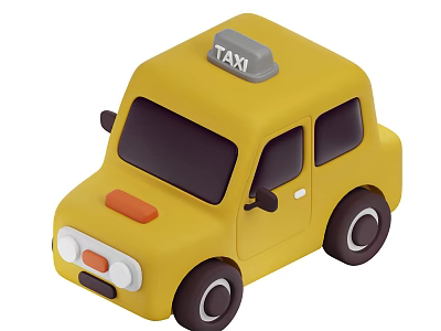 Yellow Taxi Car With Taxi Sign On Roof Black Windows And Orange Accent 3d model