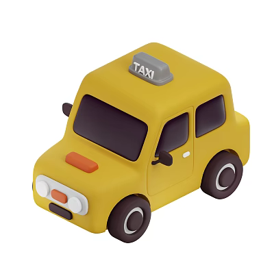 Yellow Taxi Car With Taxi Sign On Roof Black Windows And Orange Accent 3d model