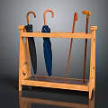 Sturdy Wooden Umbrella Stand With Umbrellas And Canes For Home Entryway