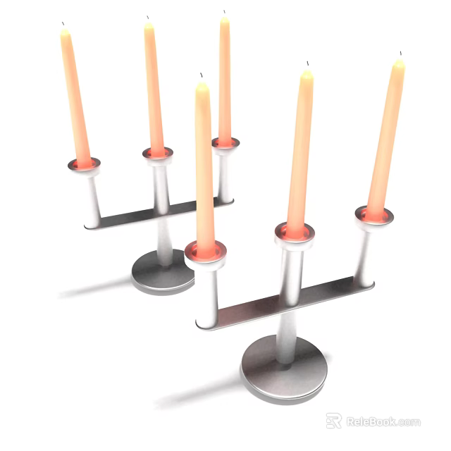 Modern Metal Candle Holder With Multiple Candles And Warm Glow For Home Decor 3d model 