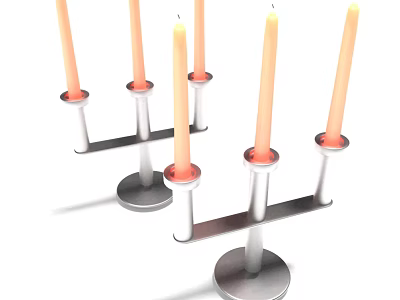 Modern Metal Candle Holder With Multiple Candles And Warm Glow For Home Decor 3d model
