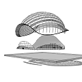Modern Architectural Components Featuring Curved Dome Structures And Support Framework 3d model
