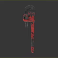 Adjustable Wrench Heavy Duty Hardware Tool Red Black Metal Design For Mechanical Work 3d model
