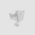 Modern Light Colored Leather Single Sofa With Curved Armrests And Metal Base