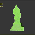 Medieval Knight Statue Wearing Armor Holding Green Shield On Stone Base