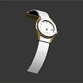 Elegant Watch With White Dial Gold Case And White Strap For Daily Wear