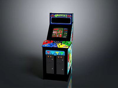 Vintage Arcade Machine Featuring GAMETIME Logo Colorful Buttons Joystick And Game Screen 3d model