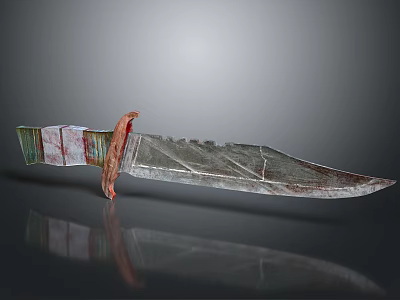 Unique Decorative Knife With Textured Blade And Colorful Red Accented Handle Artistic Design 3d model