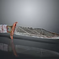 Unique Decorative Knife With Textured Blade And Colorful Red Accented Handle Artistic Design