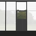 Modern Floor to Ceiling Windows with Blinds and Central Door Overlooking Trees