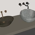 Modern retro wash basin faucet counter basin 3d model