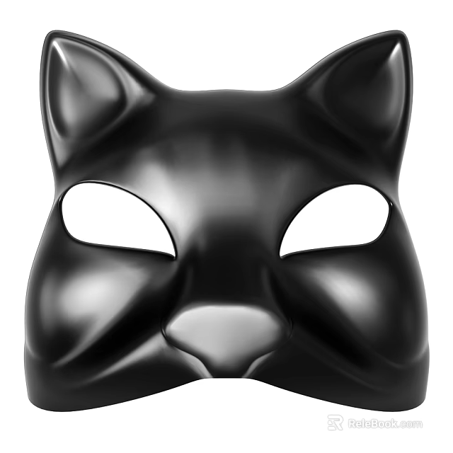 Stylish Black Cat Face Mask With Smooth Glossy Surface Design 3d model 