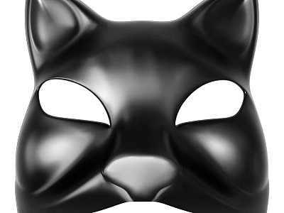 Stylish Black Cat Face Mask With Smooth Glossy Surface Design 3d model