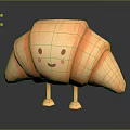 Adorable Cartoon Animal In Croissant Shape With Smiling Face And Standing Legs 3D Design