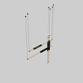 Modern Geometric Chandelier with Marble Accents and Gold Horizontal Bars